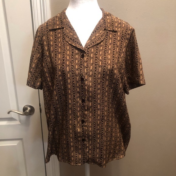 Vintage Liz Baker Essentials Button Up Blouse Size Medium - Picture 1 of 5